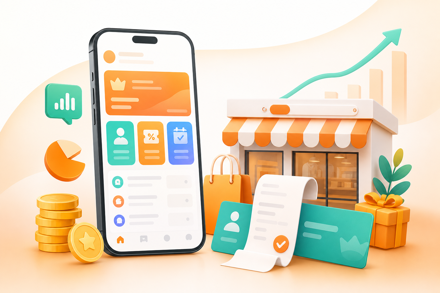 店邻通微信小程序帮助商家经营会员的原创插画